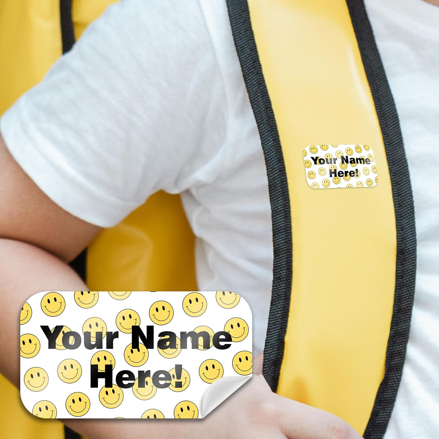 VulgrCo Etiquetas de nombre impermeables personalizables, aptas para lavavajillas, etiquetas personalizadas para botellas de agua, lonchera,