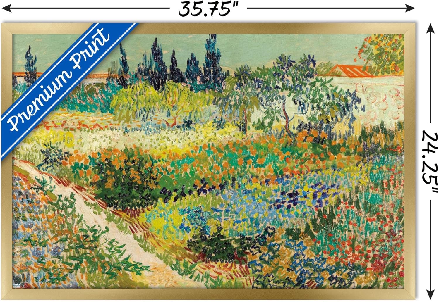 Trends International Garden at Arles de Vincent van Gogh – Póster de pared, 22.37 x 34.00 pulgadas, versión enmarcada en oro