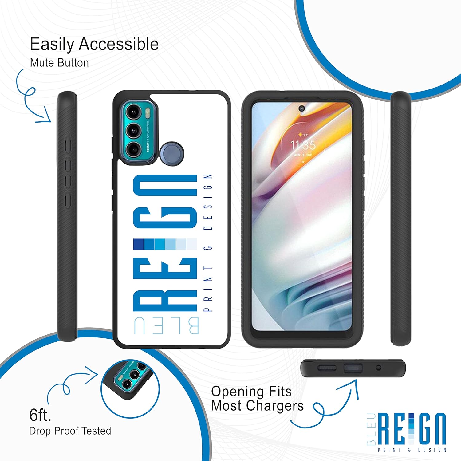 BRGiftShop – Funda personalizada para Motorola Moto G Stylus Edge Power Pure 5G con nombre, diseño de otoño y otoño, hermosas hojas marrones,