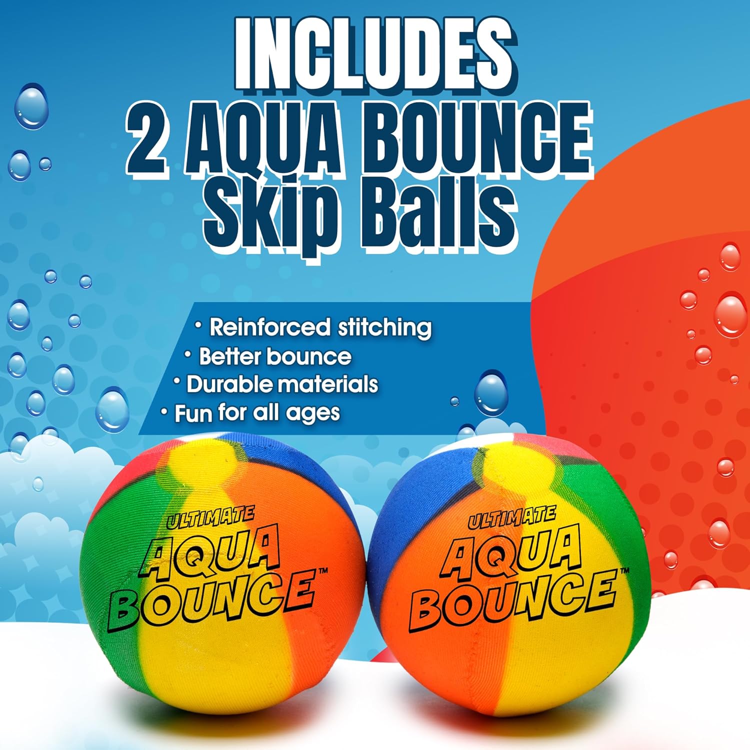 Activ Life The Ultimate Larger 3 Size Skip Balls – Water Bouncing Ball, Beach Toys for Friends & Family, Pool Toys and Beach Must Have, Two Pack