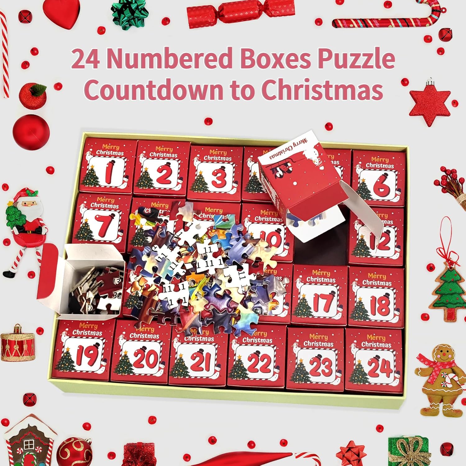 Rompecabezas de Adviento 2023, rompecabezas de Navidad, rompecabezas de fiesta de Papá Noel, 24 piezas, 1000 piezas, rompecabezas para adultos y
