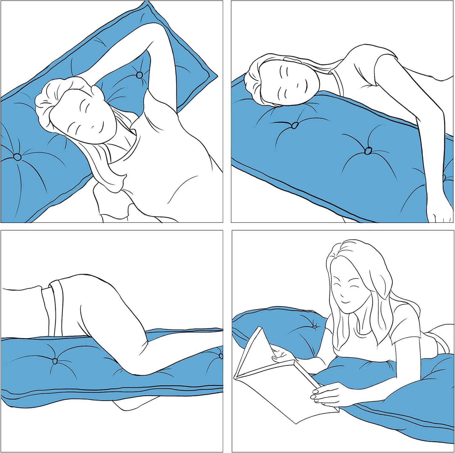 WOWMAX Almohada rectangular para cabecero, almohada de respaldo para cama, almohada de descanso para sentarse en la cama, almohadas de apoyo de