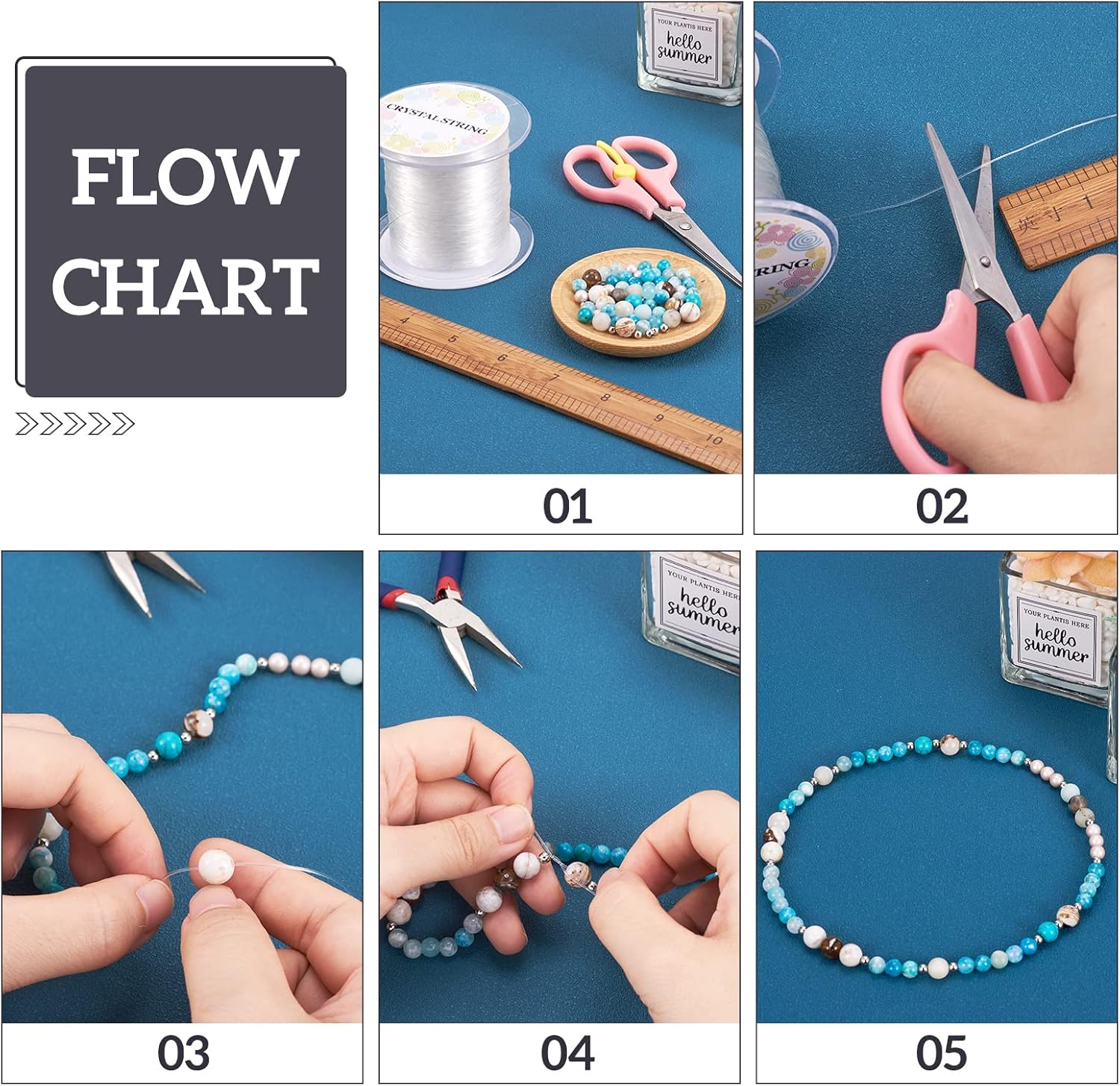 Pandahall – Hilo elástico transparente (524.9 ftrollo, 0.024 in, para joyería, para hacer pulseras, collares y pulseras)