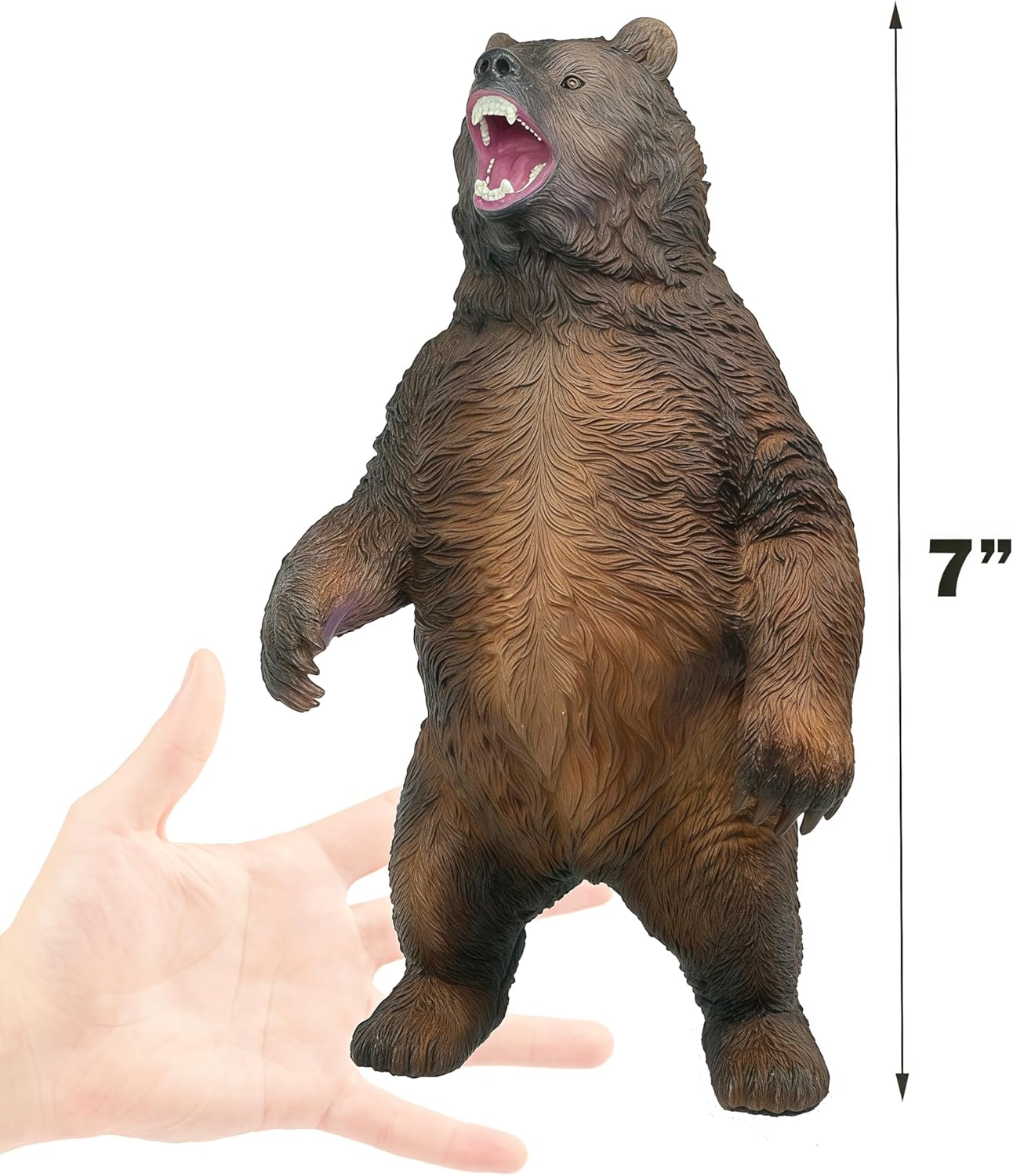 Gemini&Genius Juguete de oso marrón, figura grande de animales de safari Grizzly, figura de acción realista de vida silvestre para niños que