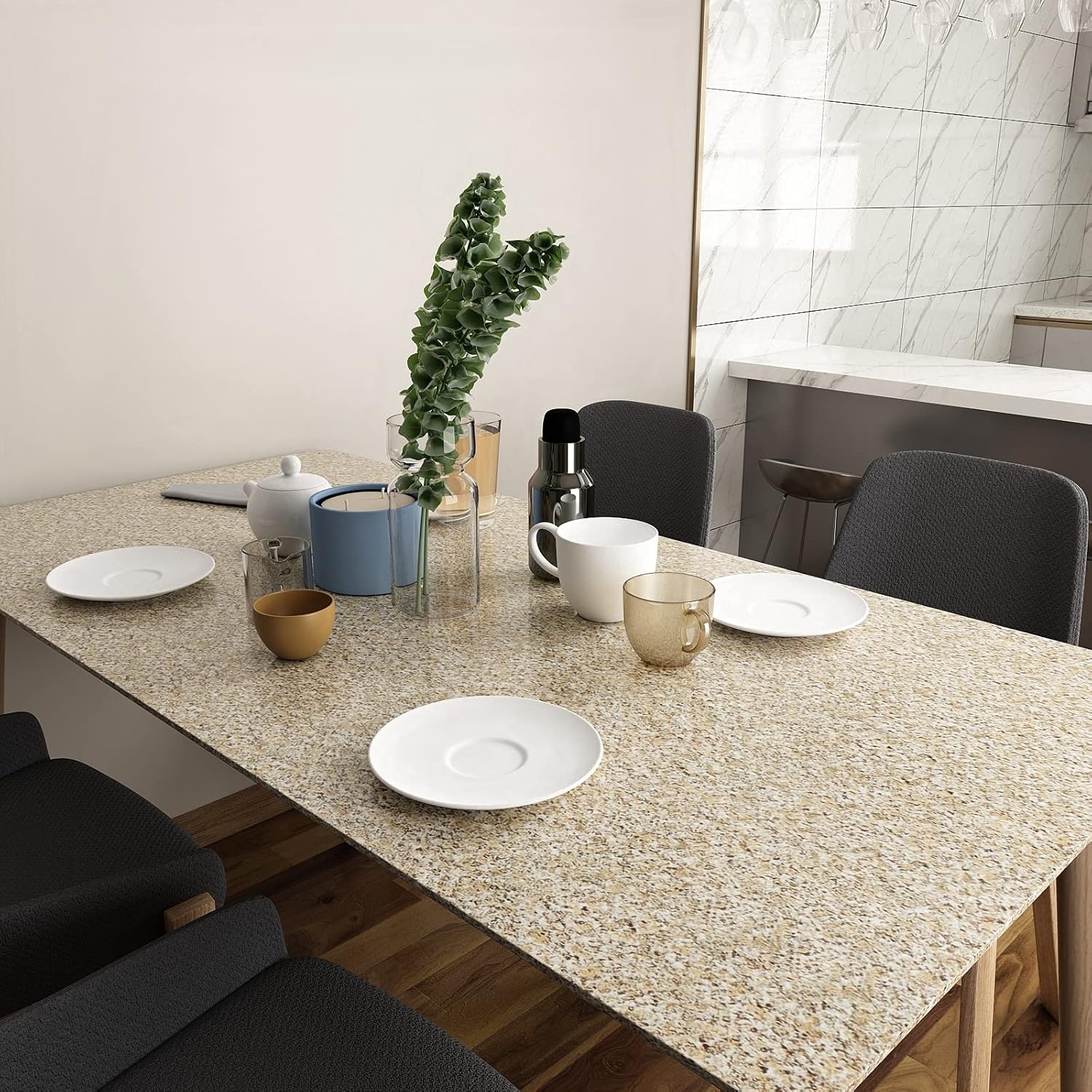 VEELIKE Papel adhesivo de granito de 15.7 x 118 pulgadas para encimeras, impermeable, autoadhesivo, papel tapiz de granito para encimeras de cocina,