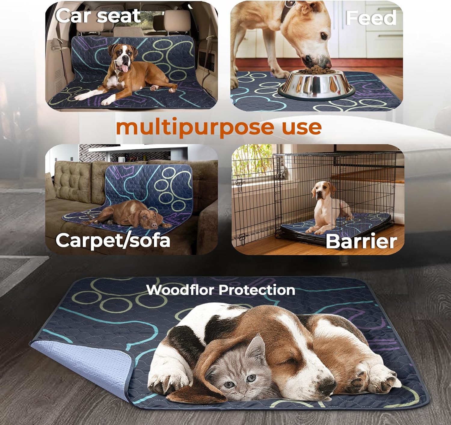 Almohadillas lavables para orina para perros, paquete de 2 unidades + regalo, almohadillas reutilizables para cachorros, impermeables, alfombra de