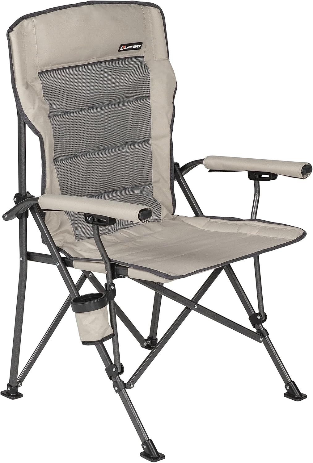 Lippert Scout Silla plegable para exteriores para camping, plegable, marco de tubo de acero, poliéster 600D, revestimiento de PVC resistente a los