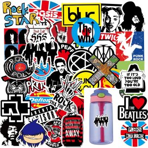 100 calcomanías para botellas de agua de la marca rock, banda mental, punk rock and roll, calcomanías de música para patinetas, portátiles, 100 calcomanías para botellas de agua de la marca rock, banda mental, punk rock and roll, calcomanías de música para patinetas, portátiles,