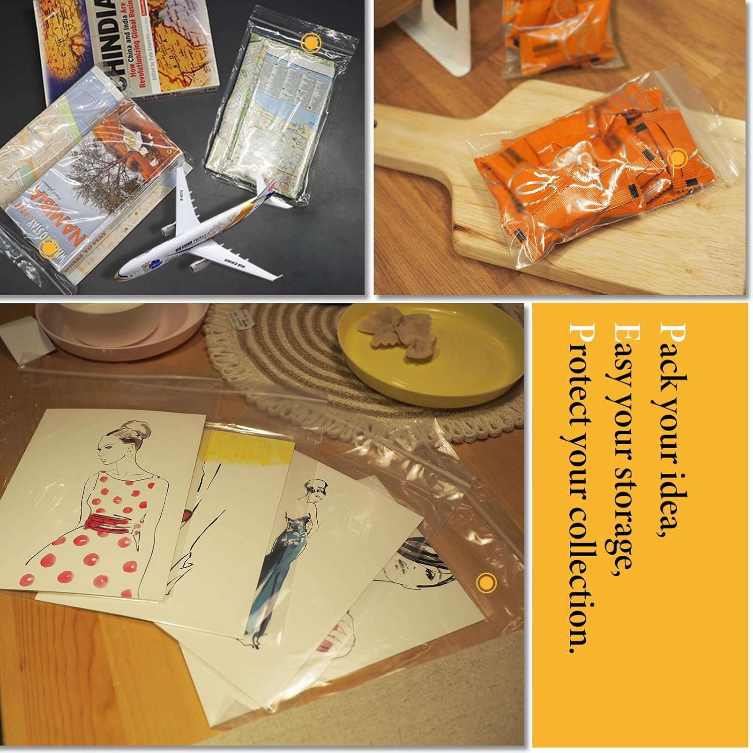 Bolsas de plástico con cremallera a granel 8 × 10 pulgadas 500x, 2mil bolsas Ziplock resellables para artes, manualidades embalaje y almacenamiento