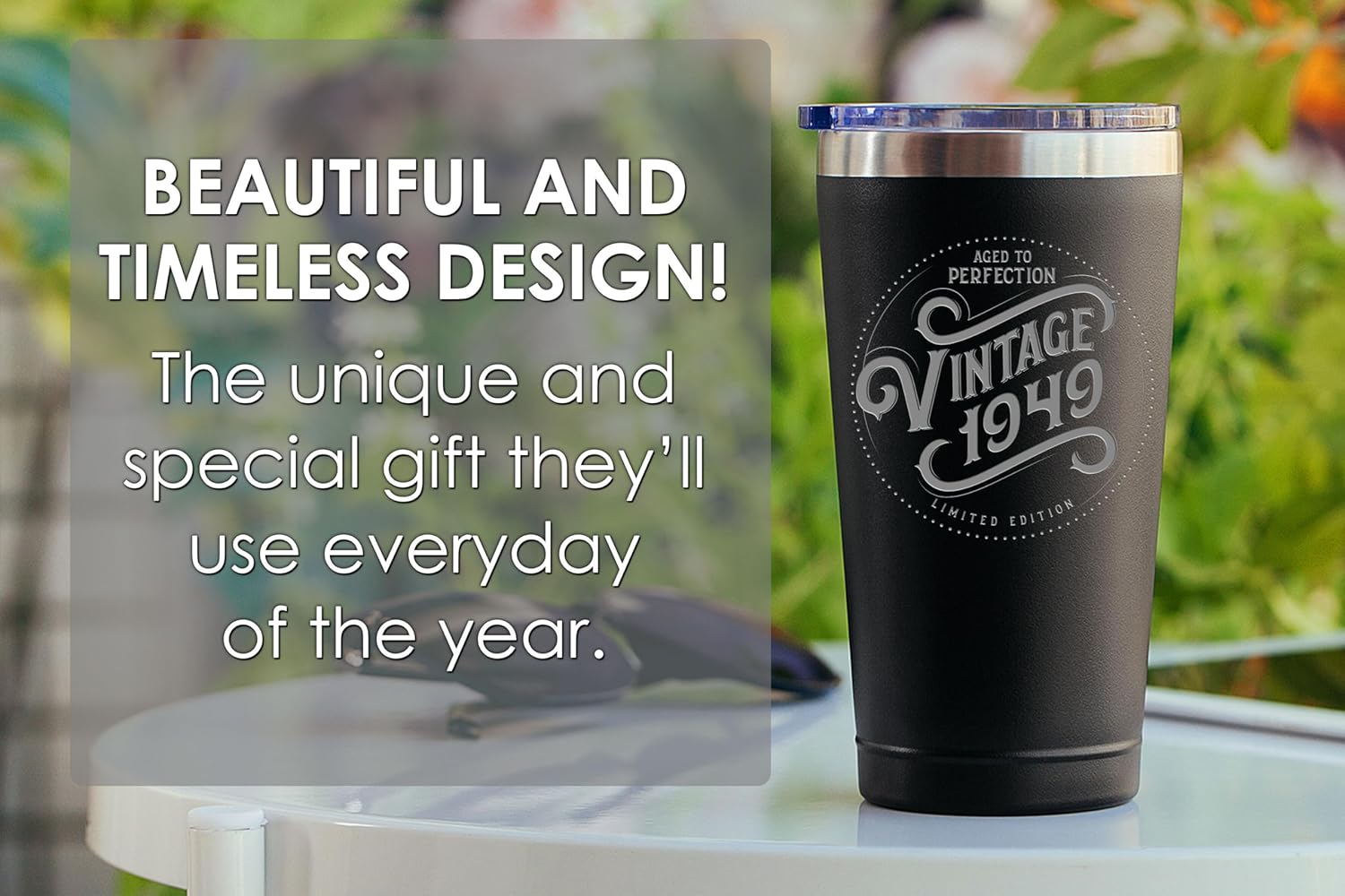 Regalos de cumpleaños número 75 para hombres y mujeres, vaso de café de estilo vintage 1949 con tapa, taza de café de regalo para cumpleaños 75 para