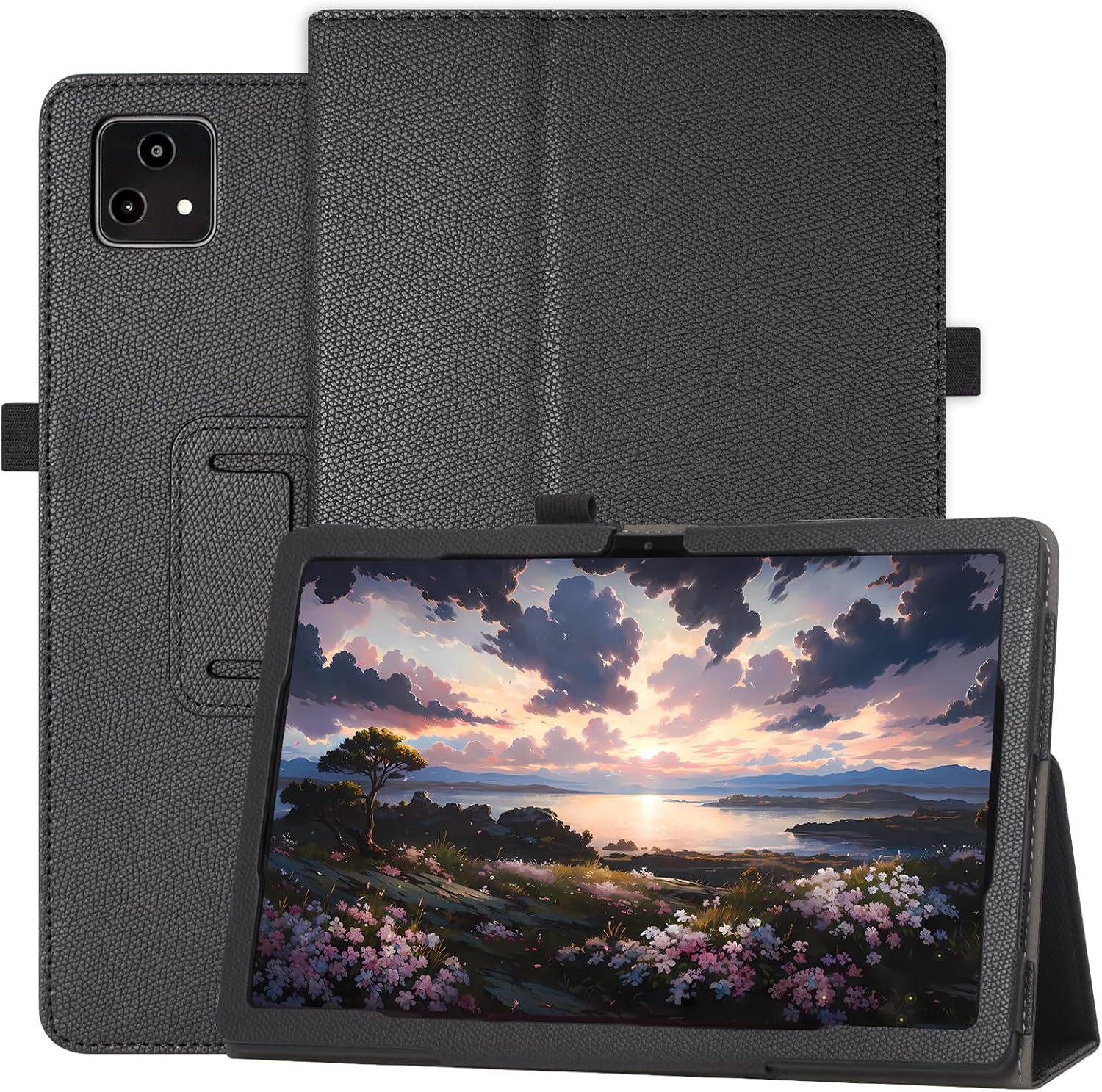 Funda para tablet T-Mobile Revvl Tab 5G – Funda de piel sintética con soporte para lápices, color negro