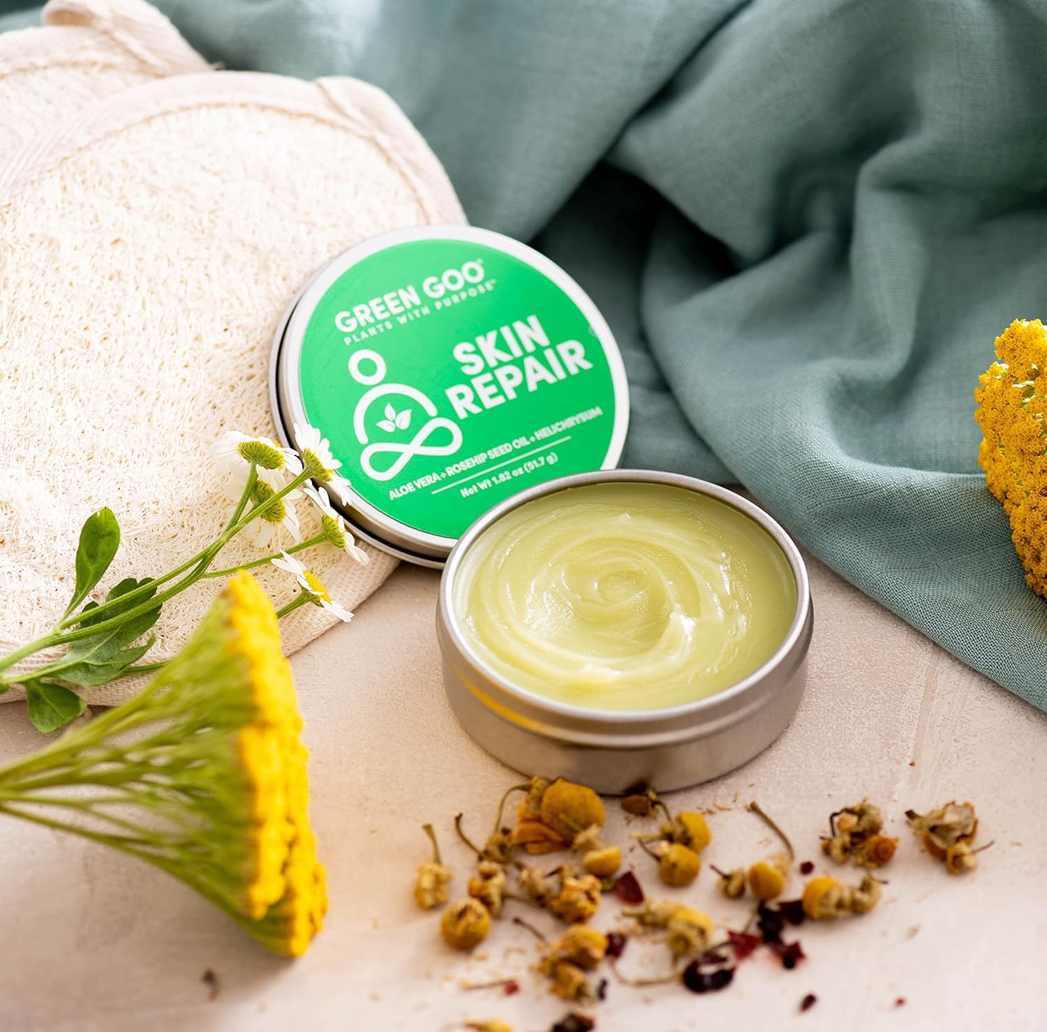 Green Goo Crema natural para el cuidado de la piel, reparación y protección de la piel, lata grande de 1.82 onzas