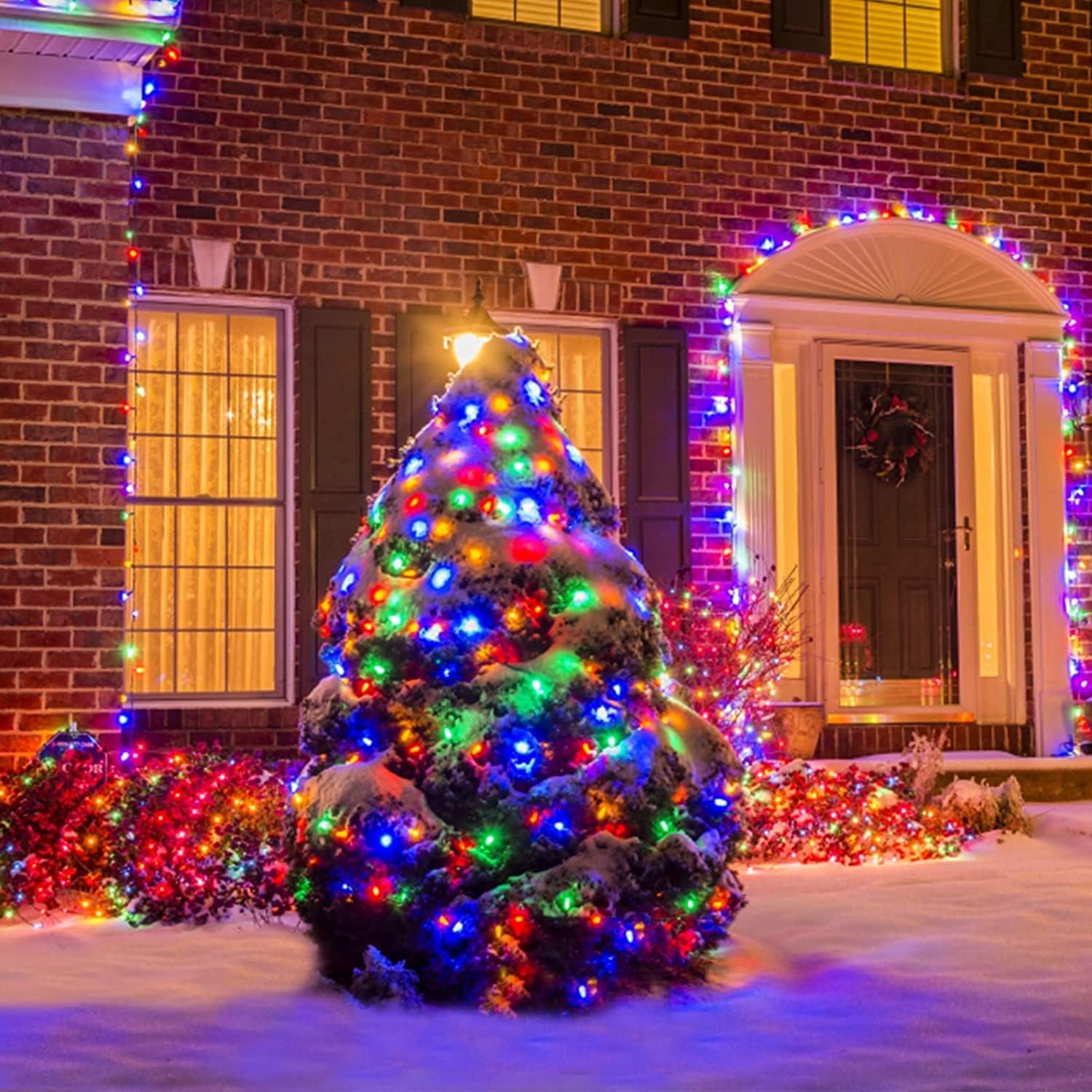 TURNMEON Paquete de 2 luces con temporizador y 8 modos miniluces de Navidad, total de 100 luces LED de 33 pies, funciona con pilas, impermeables,