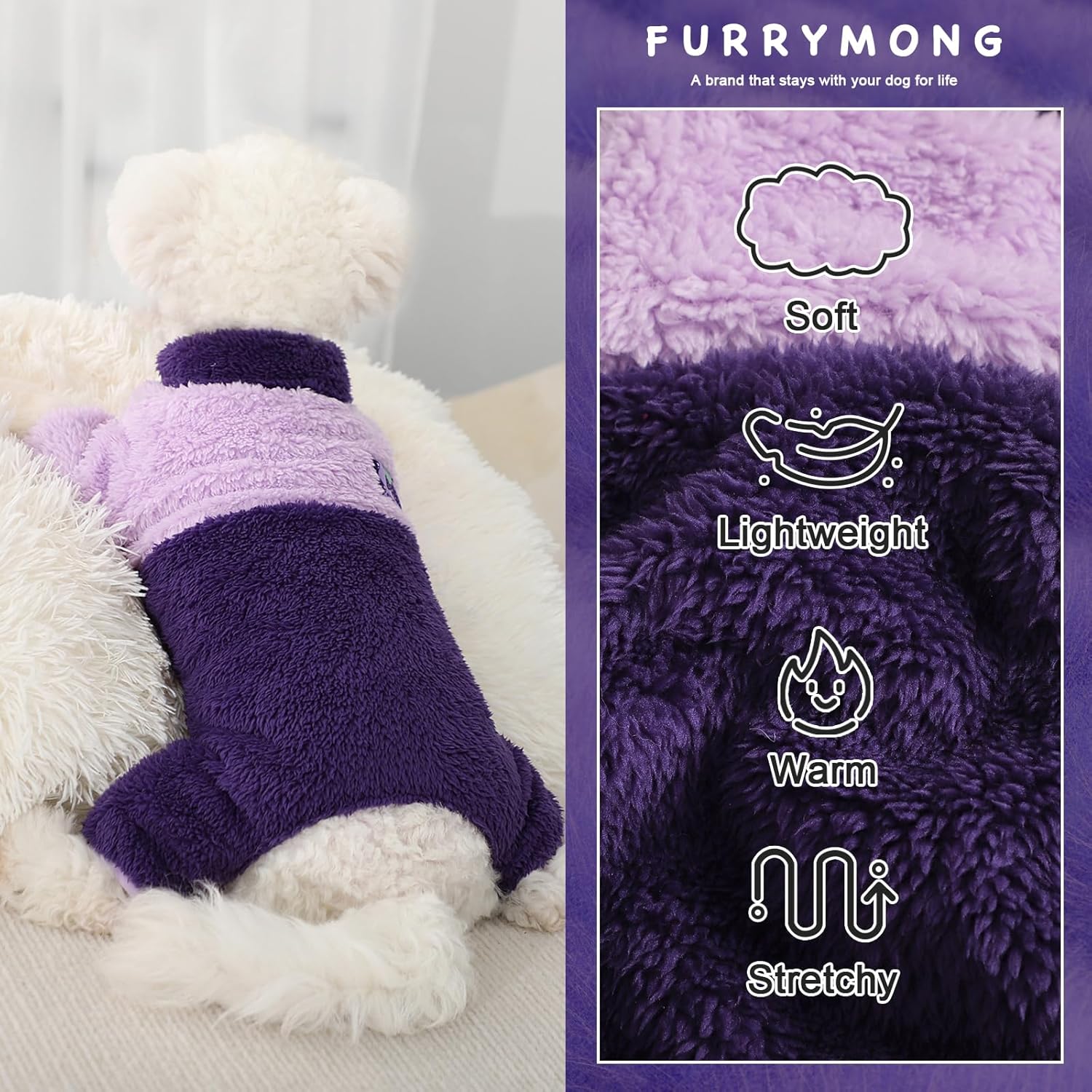 Suéteres para perros pequeños y niñas, pijamas de otoño para perros de tamaño pequeño, pijama de forro polar de cuello alto macho y hembra, overol