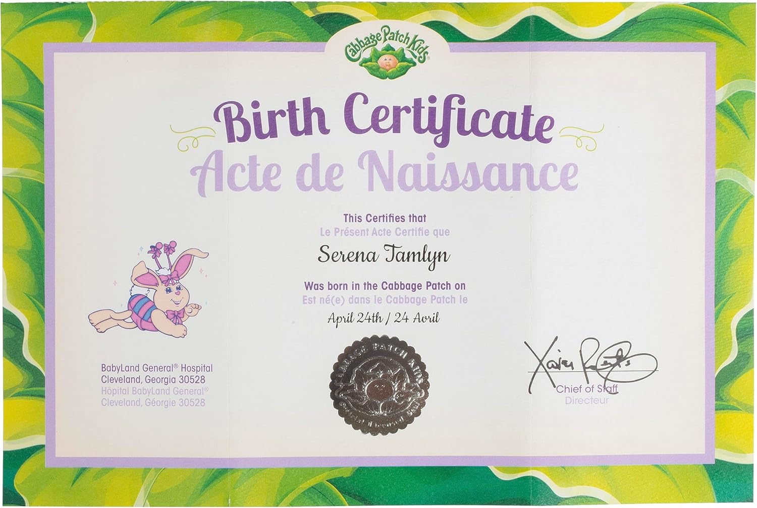 Cabbage Patch – Muñeca clásica para niños con pelo de seda, 16 pulgadas, muñeca de bebé adoptable de estilo náutico vintage original, con licencia