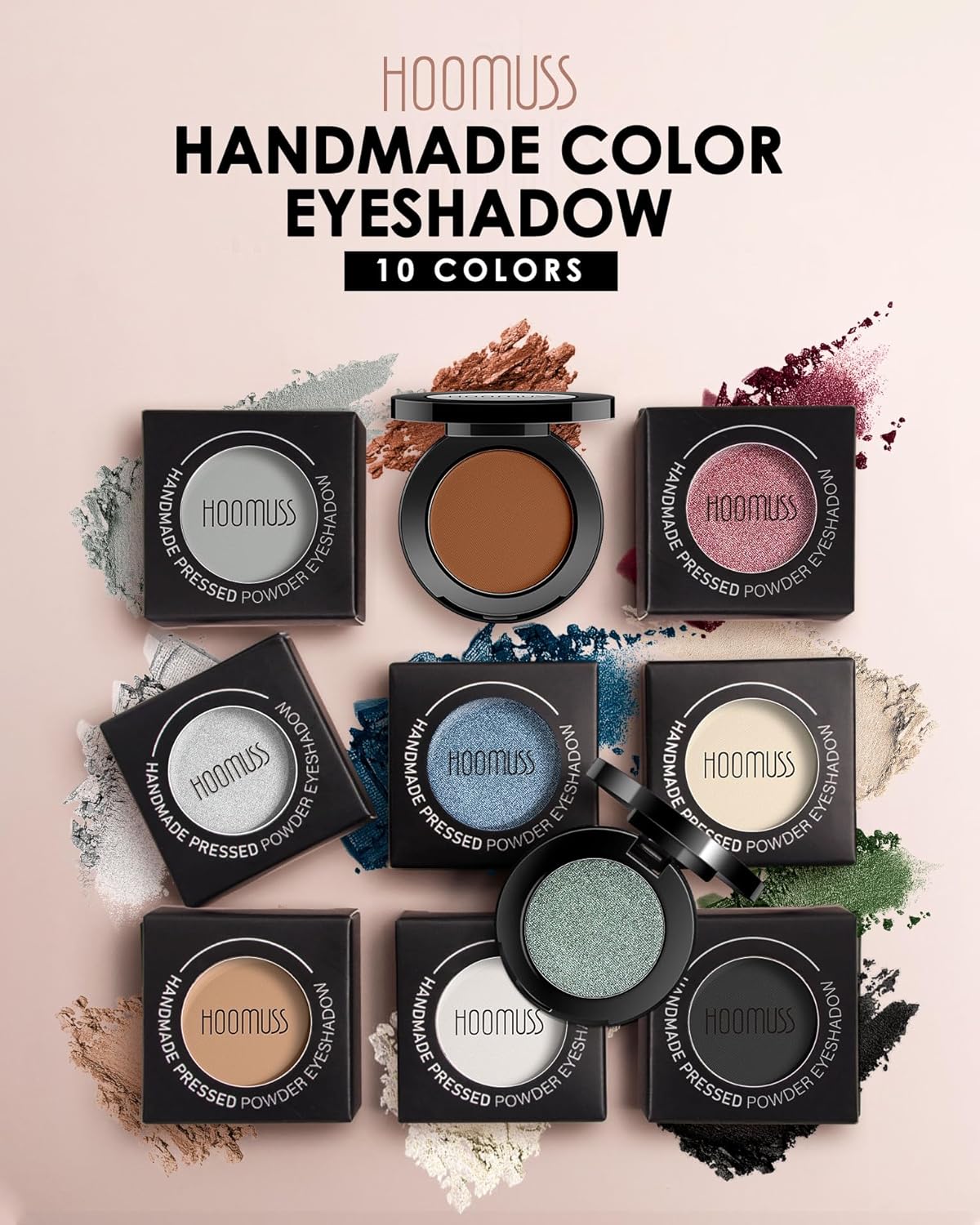 Sombra de ojos blanca individual hecha a mano Sahdow paleta de maquillaje para Halloween, alta pigmentación y larga duración, sombra de ojos blanca