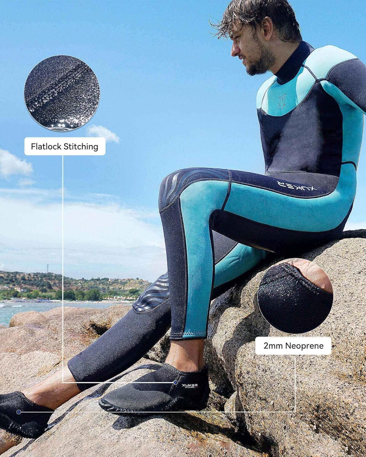 XUKER Botas de buceo de neopreno de 0.079 pulgadas, botines de neopreno para hombres y mujeres, zapatos de agua con suela antideslizante, zapatos de