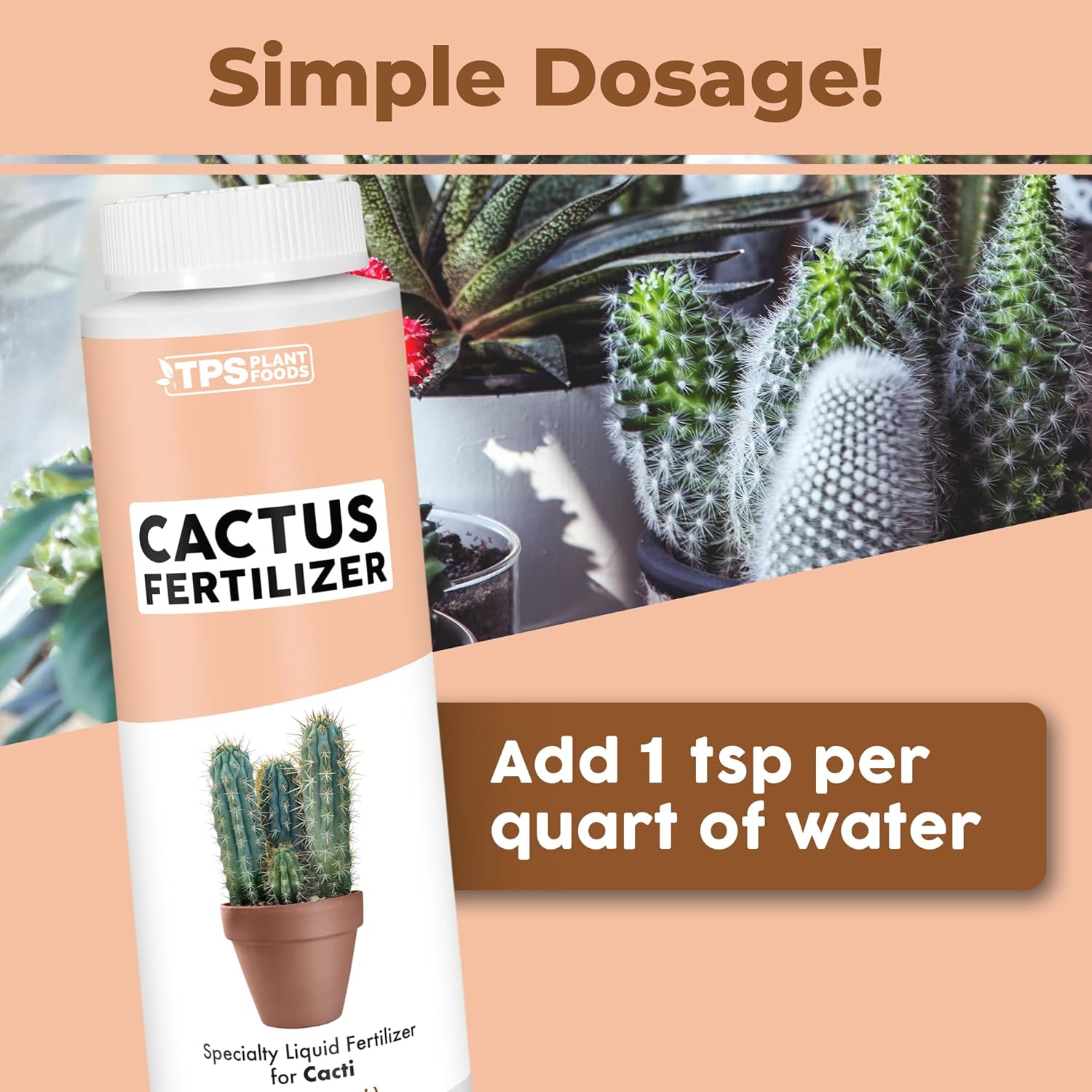 Fertilizante de cactus para cactus y todas las plantas del desierto, alimento líquido para plantas, 32 onzas (1 cuarto de galón)
