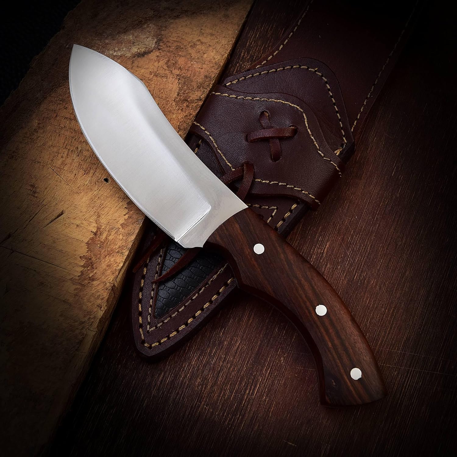Nessmuk – Cuchillo de caza de hoja fija de 8.75 pulgadas, cuchillo de caza de supervivencia al aire libre, cuchillo de campamento, cuchillo de