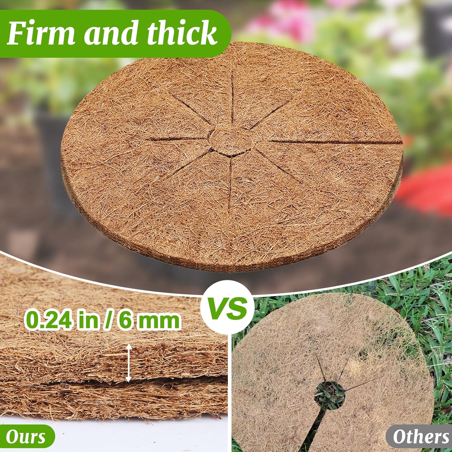 3 tapetes protectores de árboles de fibra de coco, cubierta de suelo para plantas de interior y exterior, cobertura de fibra de coco de 12 pulgadas