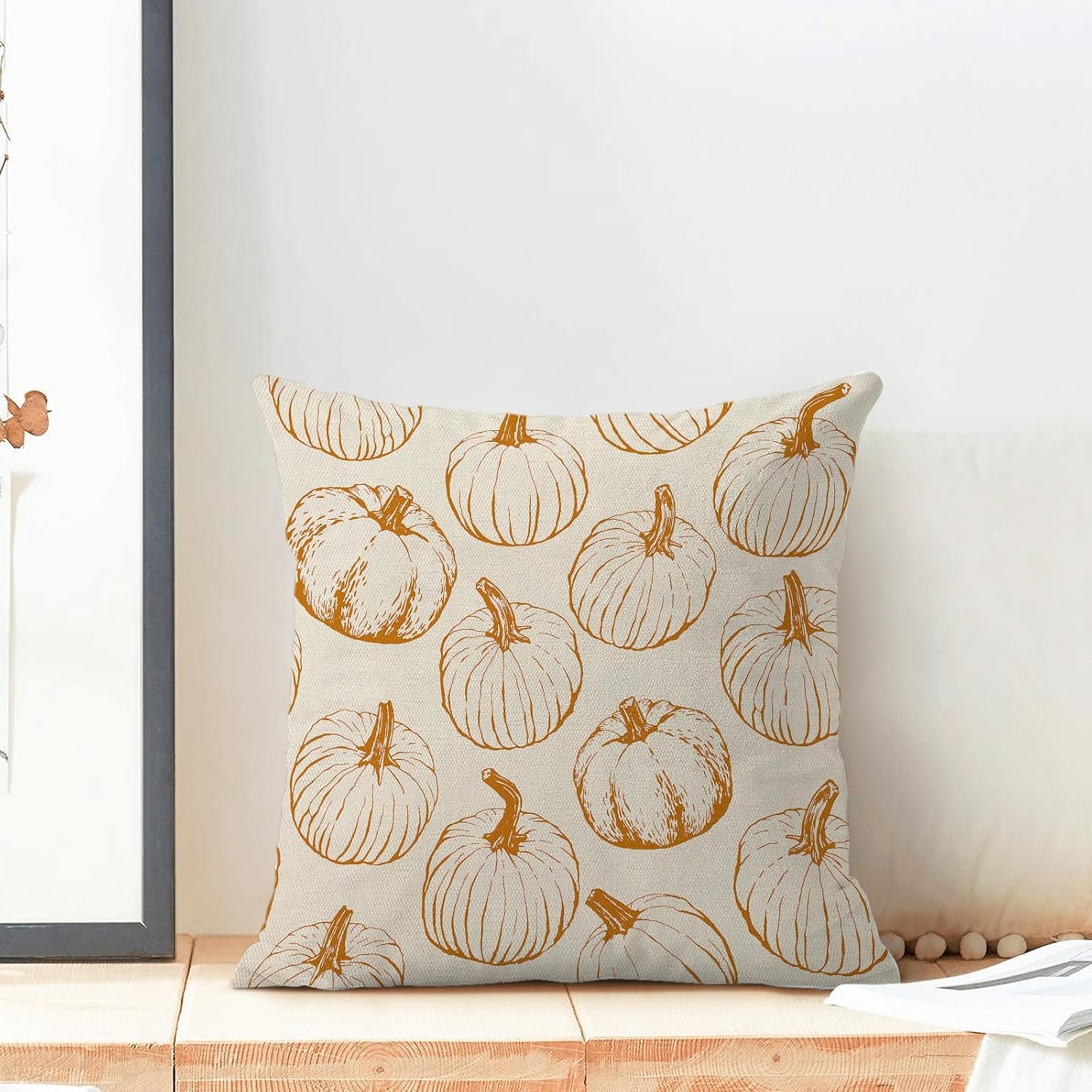 Yxuiyal Fundas de almohada de otoño de 16 x 16 pulgadas, juego de 2 fundas de almohada de otoño de calabaza naranja de cosecha, Acción de Gracias,