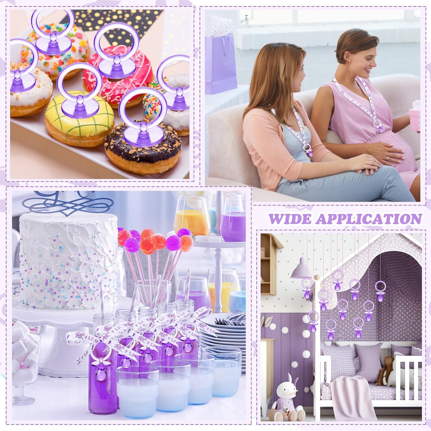 36 chupetes de acrílico para baby shower, regalos de fiesta, chupetes de plástico para niñas y niños, decoración de fiesta de baby shower,