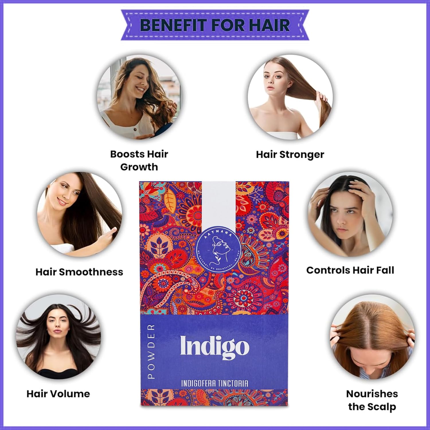 Indigo Powder  Indigofera Tinctoria  para cabello negro y natural  Promueve el crecimiento del cabello  Aumenta el grosor del cabello  Funciona con