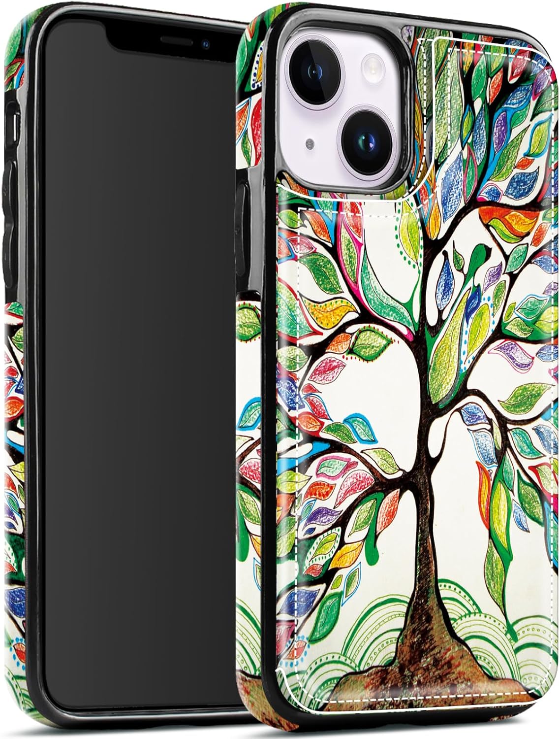 Funda para iPhone 13, funda protectora para iPhone 14, delgada y ligera de cuero de primera calidad con ranuras para tarjetas, a prueba de golpes,