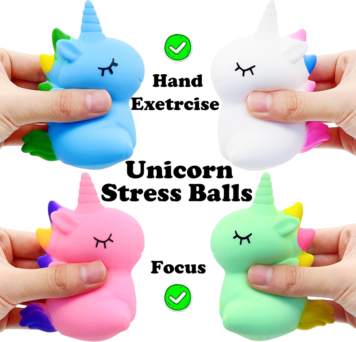 Pelotas antiestrés de unicornio para niños y adultos (color 1aleatorio) juguetes sensoriales para niñas, bola de masa para el estrés, juguetes para