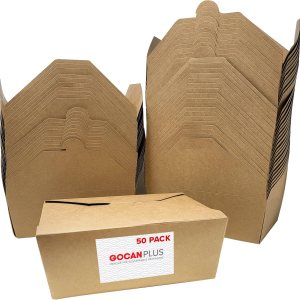 #3 Mediano paquete de 50  51 oz recipientes de papel kraft para llevar, aptos para microondas, compostables, ideales para pollo, control superior de #3 Mediano paquete de 50  51 oz recipientes de papel kraft para llevar, aptos para microondas, compostables, ideales para pollo, control superior de