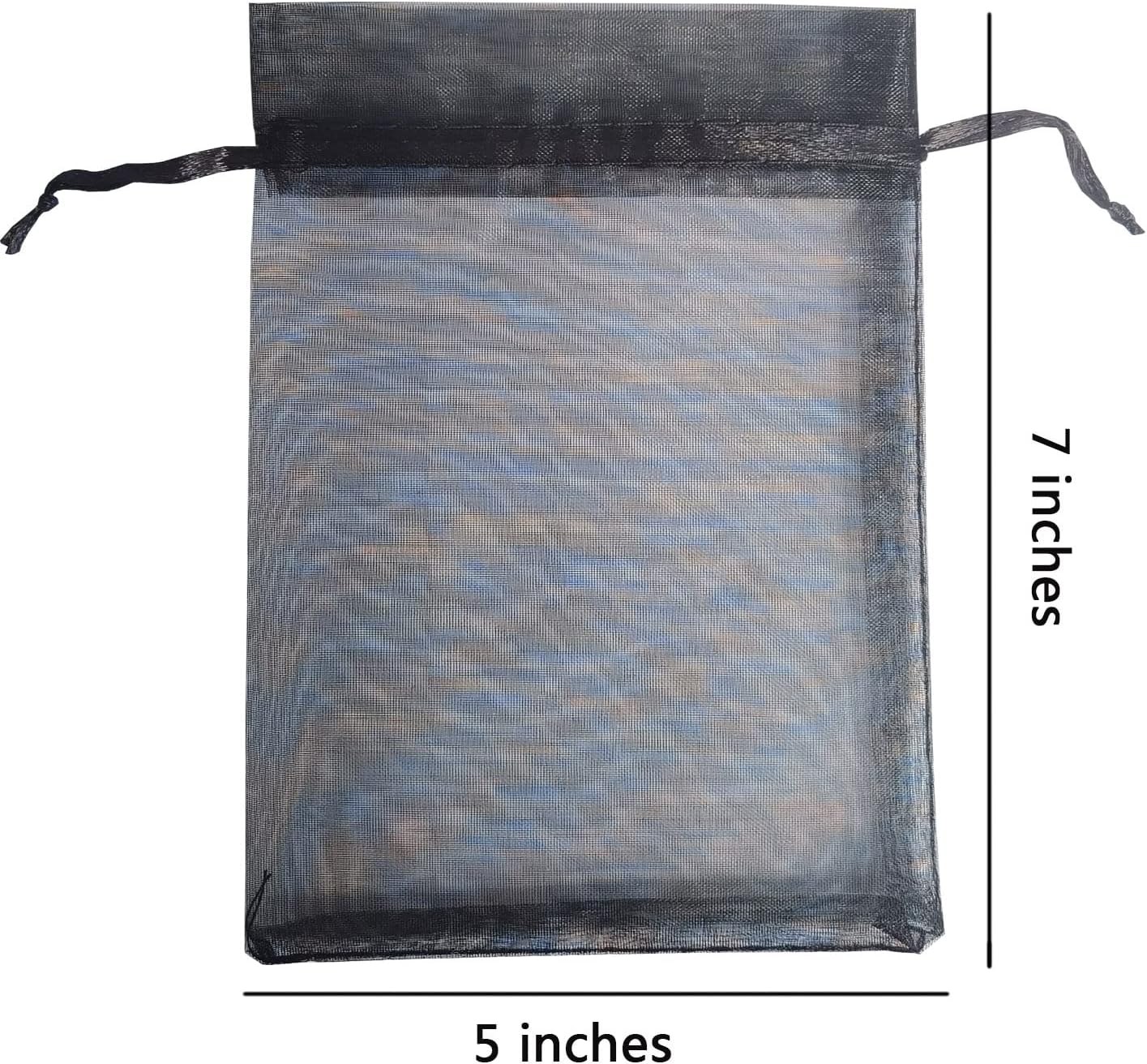 Bolsas de regalo de organza de 50 cordones de 5 x 7 pulgadas, color negro para baby shower, cumpleaños de niña, recuerdos de fiesta, boda, despedida