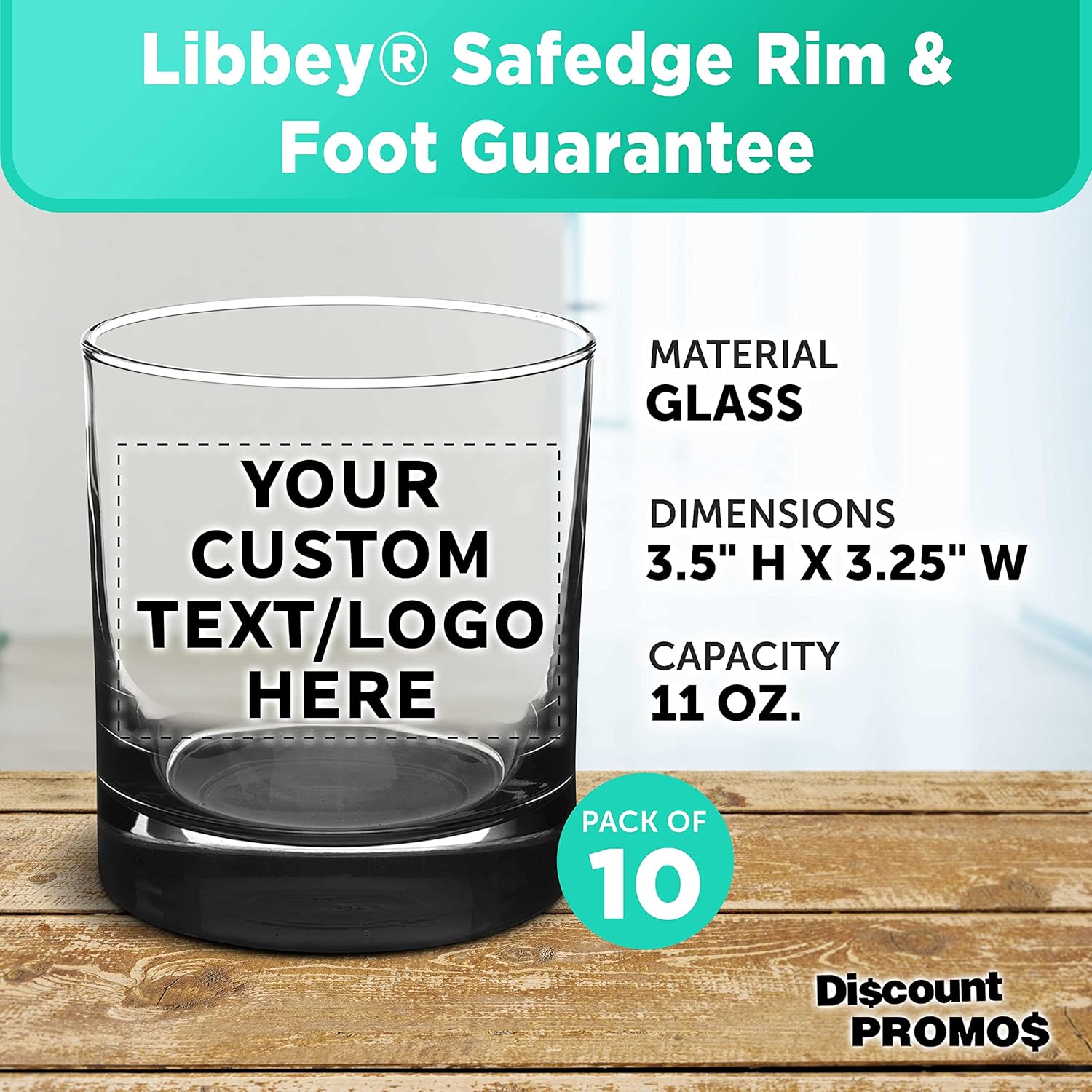 Libbey – Vasos de whisky personalizados de 10 onzas, juego de 10 unidades, paquete personalizado a granel, base pesada, vaso antiguo de moda,