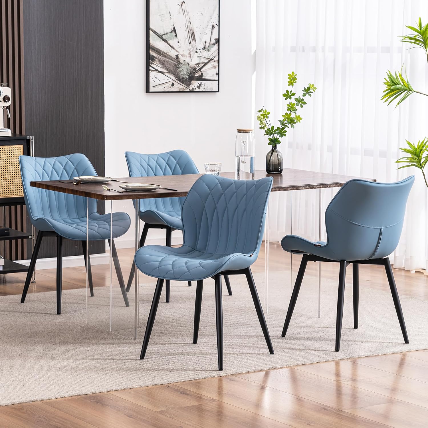 YOUNIKE Juego de 2 sillas de comedor tapizadas de piel sintética, sillas de cocina modernas, sillas laterales para sala de estar, dormitorio, con