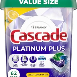 Cascade Platinum Plus Cápsulas para lavavajillas, detergente para platos ActionPacs, Clean Lemon, 62 unidades Cascade Platinum Plus Cápsulas para lavavajillas, detergente para platos ActionPacs, Clean Lemon, 62 unidades