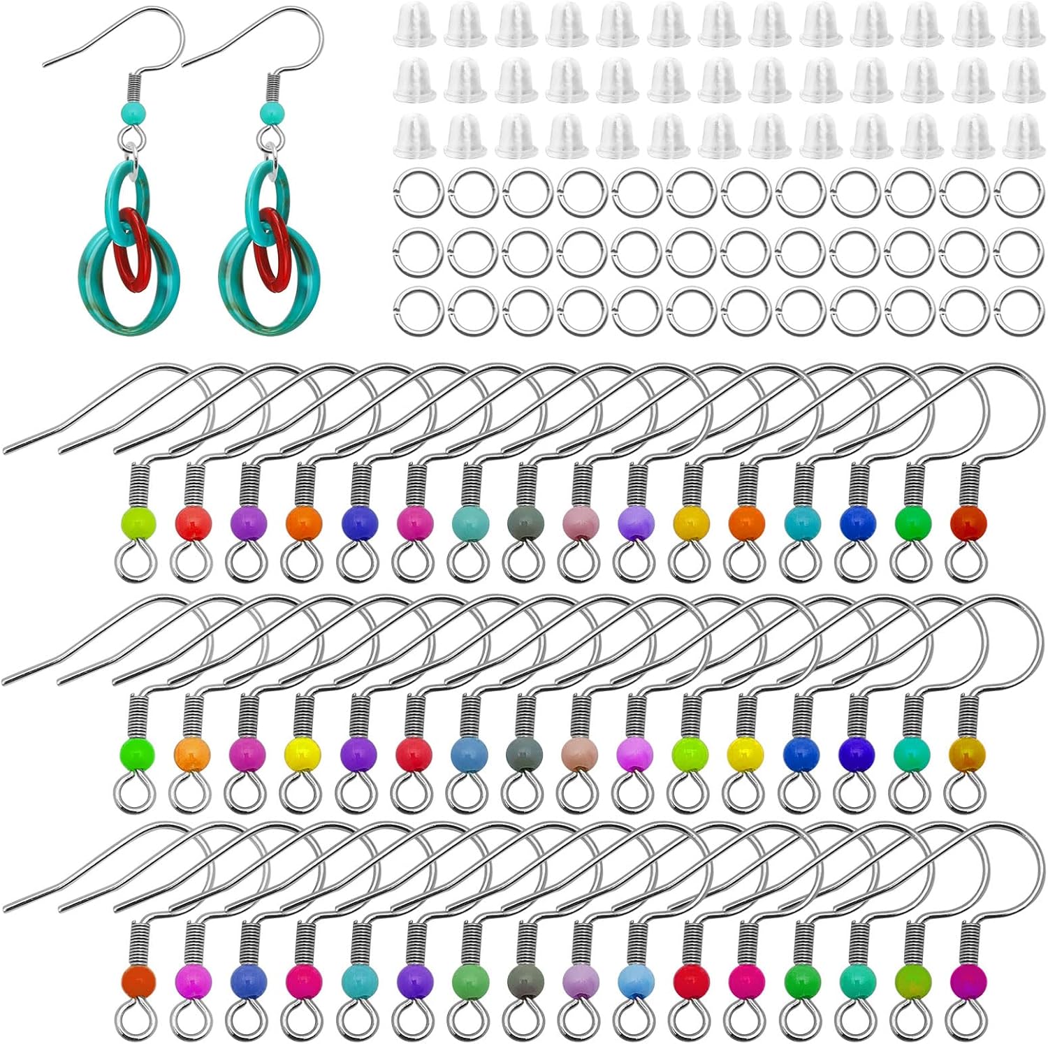 900 ganchos para aretes para hacer joyas, hipoalergénicos, aretes de acero inoxidable, alambres de oreja de acero inoxidable, aretes con anillos de