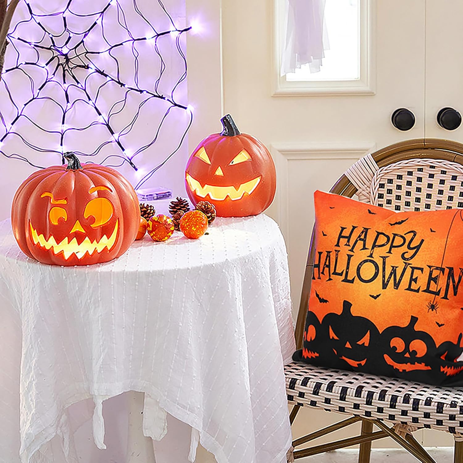 Global Park Fundas de almohada de Halloween, 18 x 18 pulgadas, juego de 4 fundas de almohada decorativas de Halloween, decoraciones de Halloween
