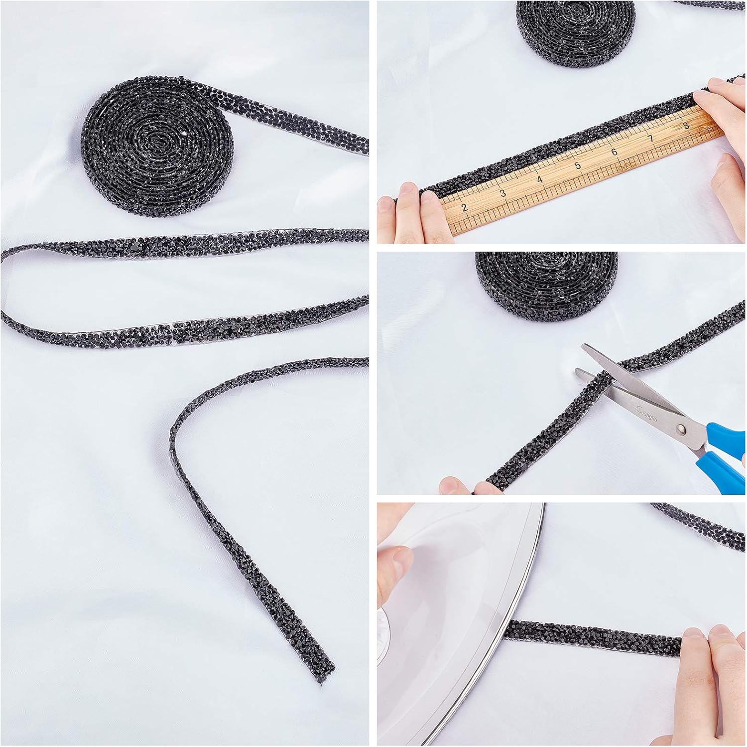 GORGECRAFT Cinta de diamantes de imitación de cristal de 3 yardas, cinta brillante de resina, accesorios de disfraces con purpurina para