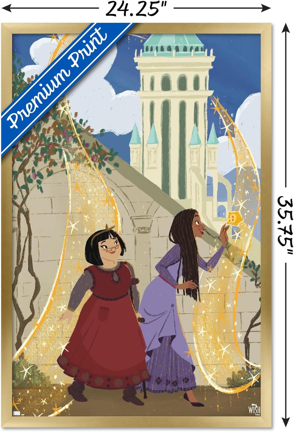 Trends International Disney Wish – Póster de collage de 3 (amigos), póster de pared, 22.37 x 34.00 pulgadas, versión enmarcada en oro