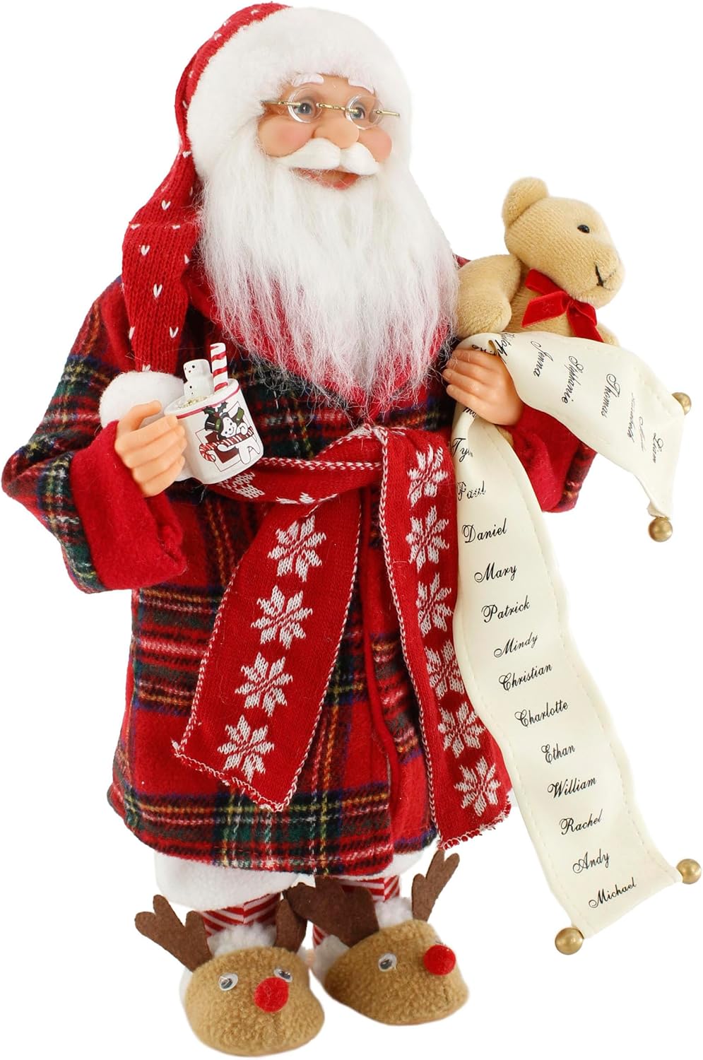Sleepytime 163006 – Pantuflas de reno mullido de Papá Noel, 16 pulgadas, figura decorativa