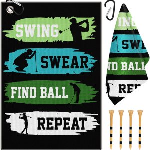 Swooflia Toalla de golf con clip para bolsas de palos de golf para hombres y mujeres, accesorios de golfistas, regalos divertidos para encontrar Swooflia Toalla de golf con clip para bolsas de palos de golf para hombres y mujeres, accesorios de golfistas, regalos divertidos para encontrar