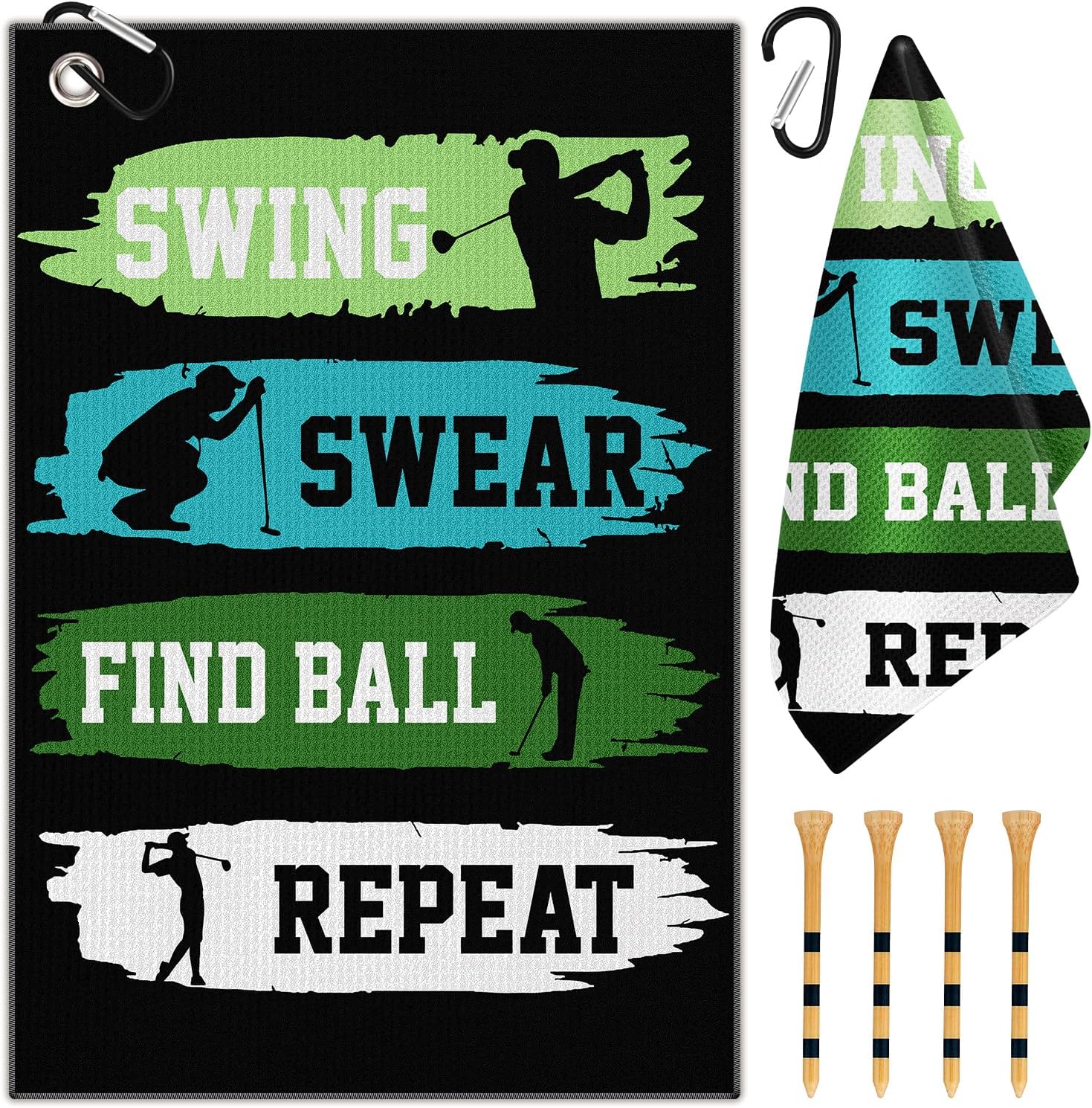 Swooflia Toalla de golf con clip para bolsas de palos de golf para hombres y mujeres, accesorios de golfistas, regalos divertidos para encontrar