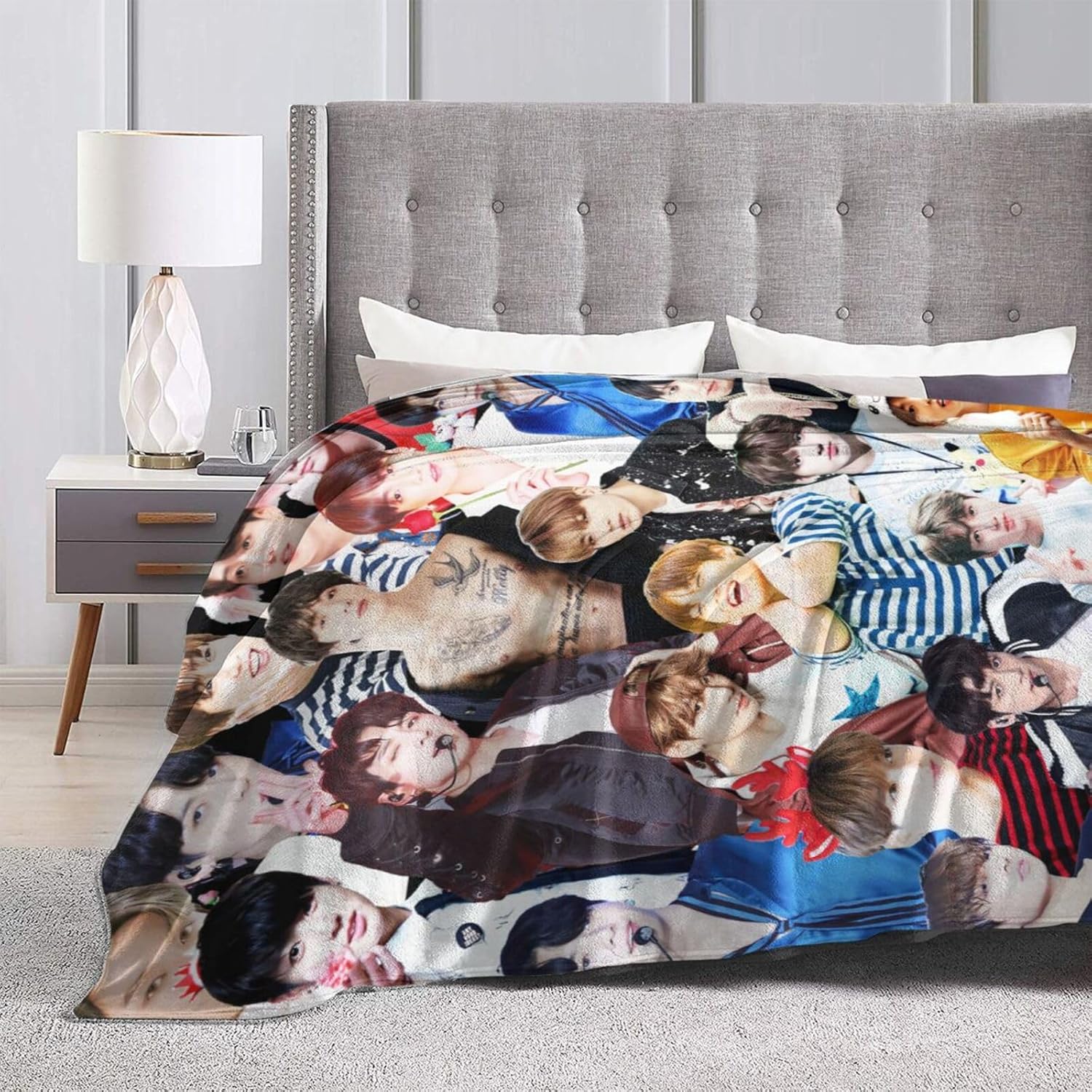 Jungkook – Manta suave y cómoda de lana polar para sofá, oficina, coche, camping, yoga, viajes, decoración del hogar, acogedora manta de playa de