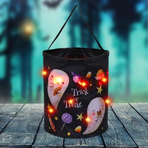 Bolsas de dulces de Halloween con luz LED para cubo de truco o trato, bolsas iluminadas para fiesta de Halloween, bolsas multiusos reutilizables Bolsas de dulces de Halloween con luz LED para cubo de truco o trato, bolsas iluminadas para fiesta de Halloween, bolsas multiusos reutilizables