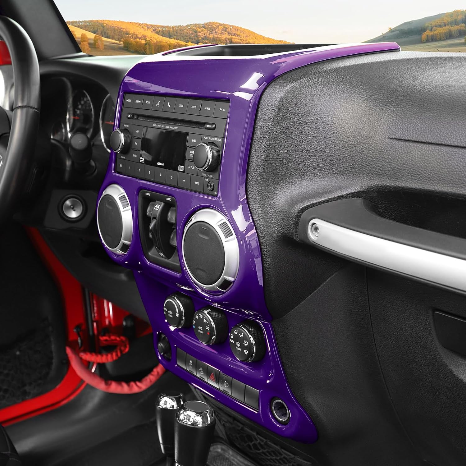 RT-TCZ Para Wrangler JK Dash Panel de Control Cubierta Adhesivo para Jeep Wrangler JK JKU 2011-2017 Púrpura Interior Accesorios 2 unids