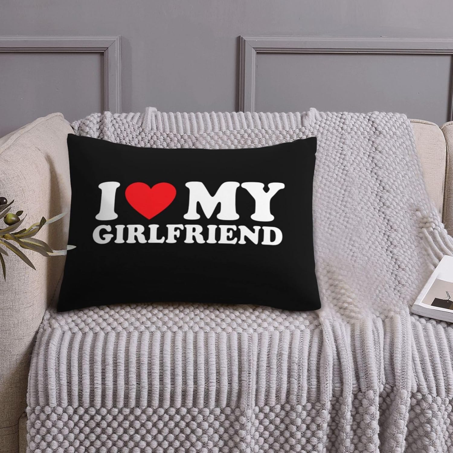 REDVIT I Love My Girlfriend – Fundas de almohada decorativas para el hogar, 20 x 26 pulgadas, para cama, sofá, automóvil, cafetería, hotel, funda de