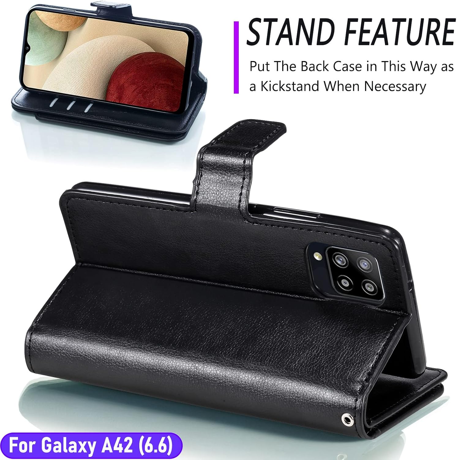 LMDAMZ Funda tipo cartera para Galaxy A42 (5G) de 6.6 pulgadas 3+ ranuras para tarjetas Tarjeta de visita de identificación, ranura para tarjetas de