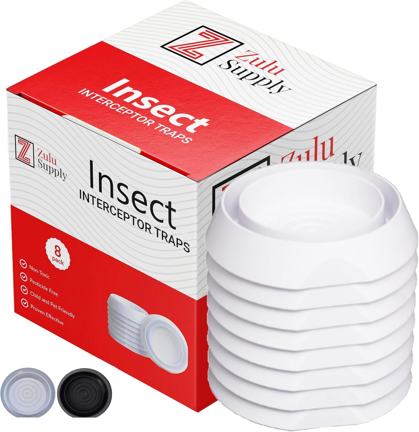 Zulu Supply – Interceptores de insectos de cama, trampas, paquete de 8, monitor de chinches, detector de insectos para patas de cama o muebles