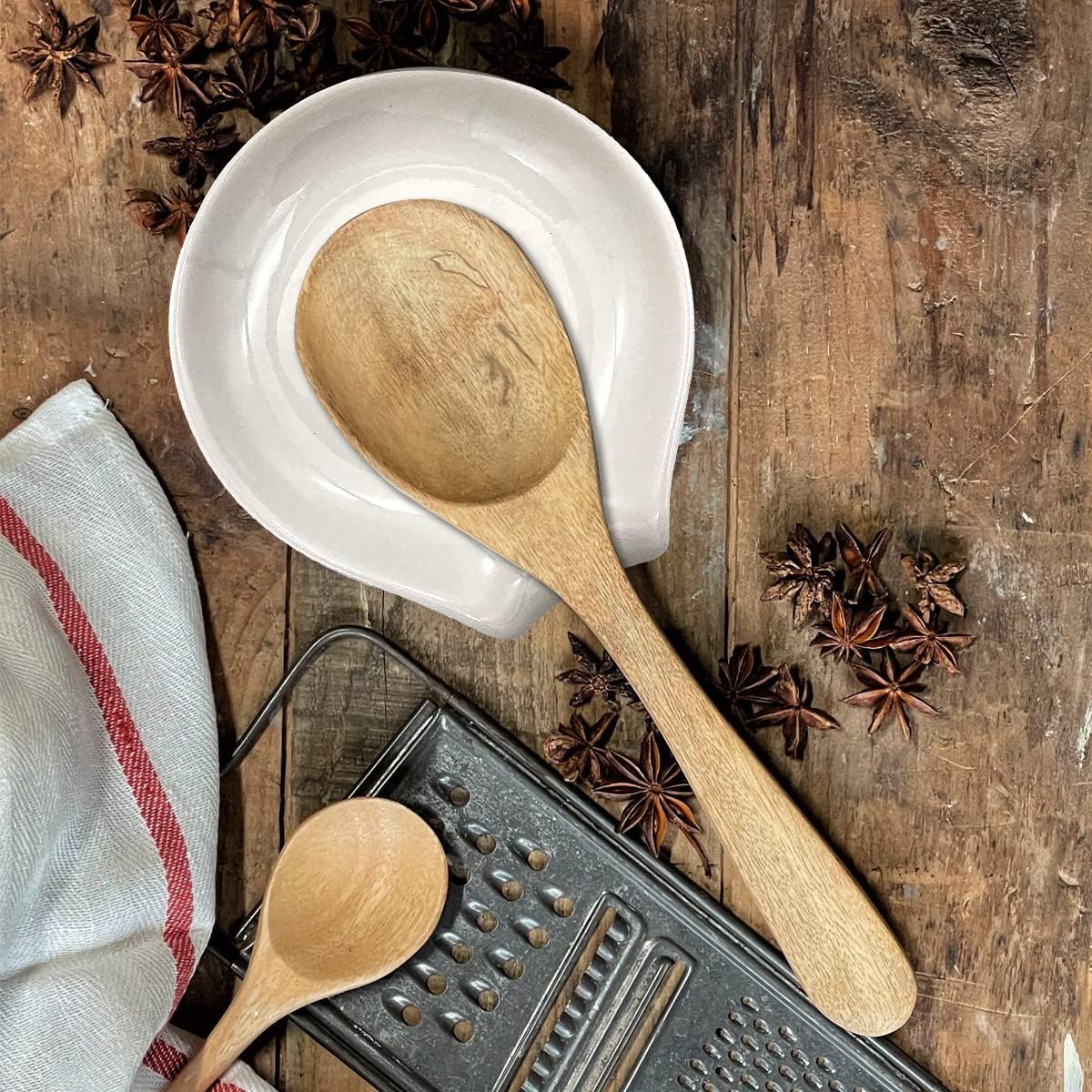 WHING Farmhouse Kitchen – Soporte para cuchara de té de cerámica blanca para café, todo lo que necesitamos es amor y café, decoración de estación de