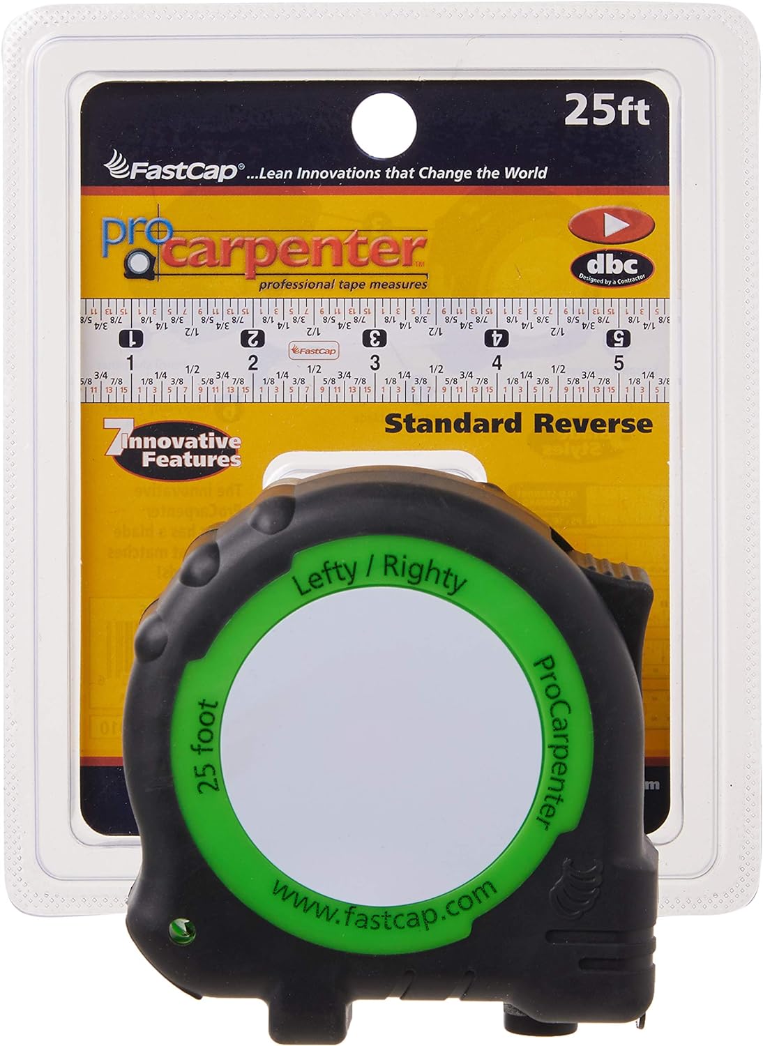 Fastcap ProCarpenter – Paquete de cinta métrica estándar de 25 pies con reverso métricométrico de 16 pies