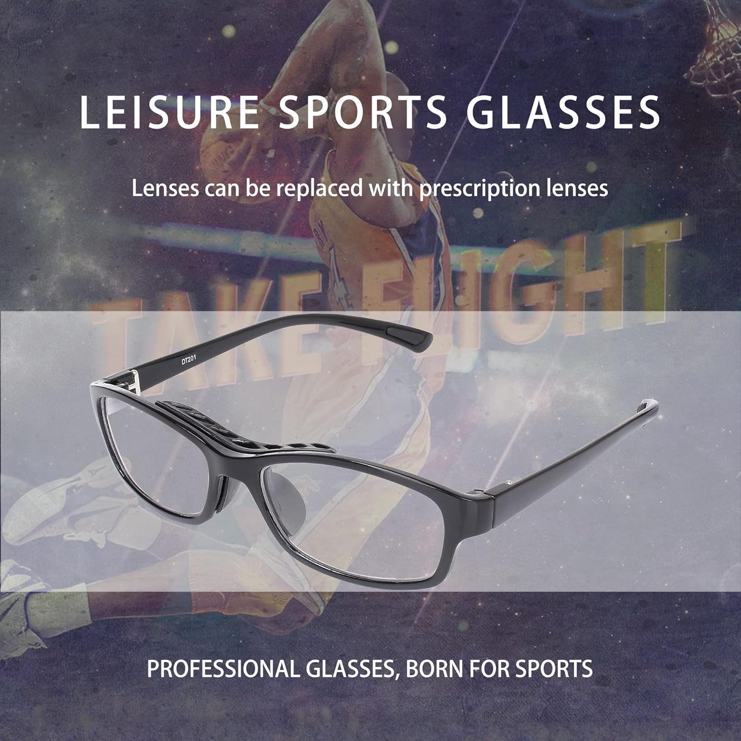 Gafas deportivas, gafas de seguridad para fútbol, con correa ajustable, patillas intercambiables para hombres y jóvenes